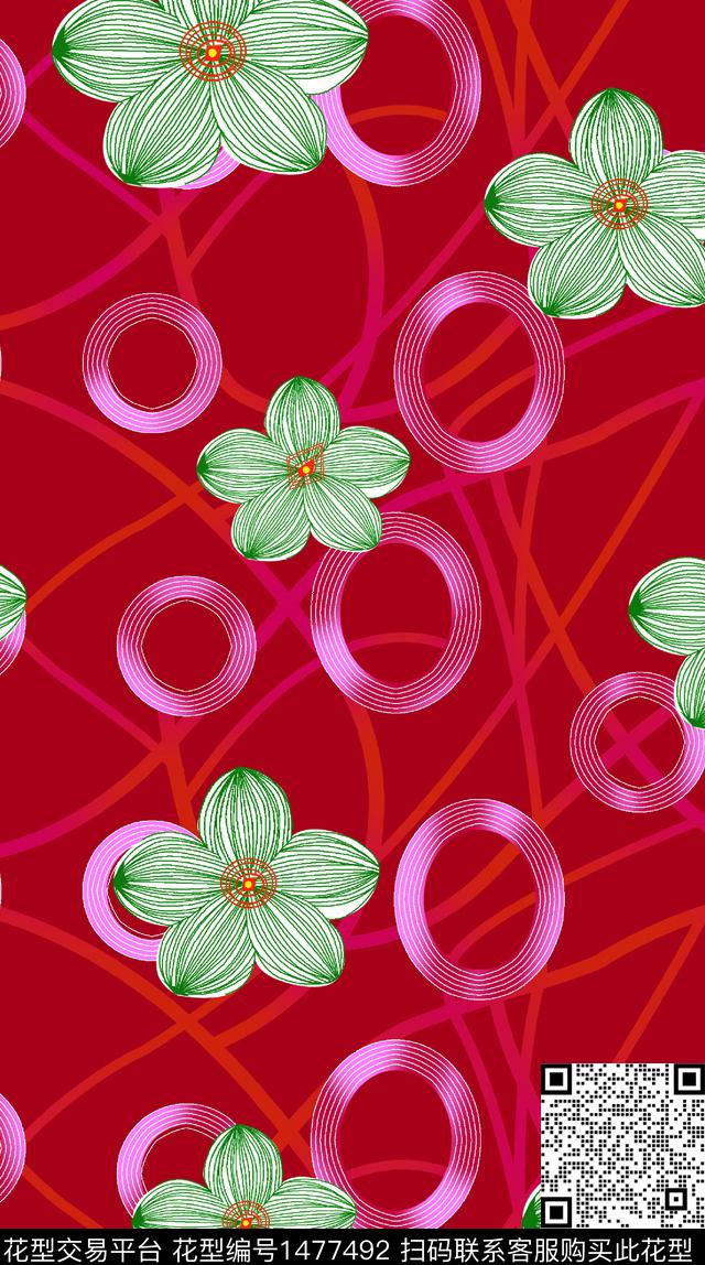 几何绿植树叶大牌风数码印花华亿平台下载（图片编号: 1477492） - 瓦栏（Walan）