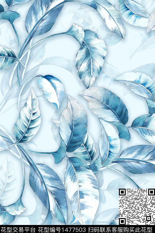 绿植树叶雪纺大牌风数码印花华亿平台下载（图片编号: 1477503） - 瓦栏（Walan）