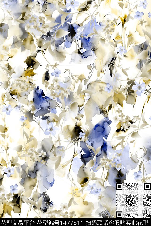 花卉小清新真丝数码印花华亿平台下载（图片编号: 1477511） - 瓦栏（Walan）