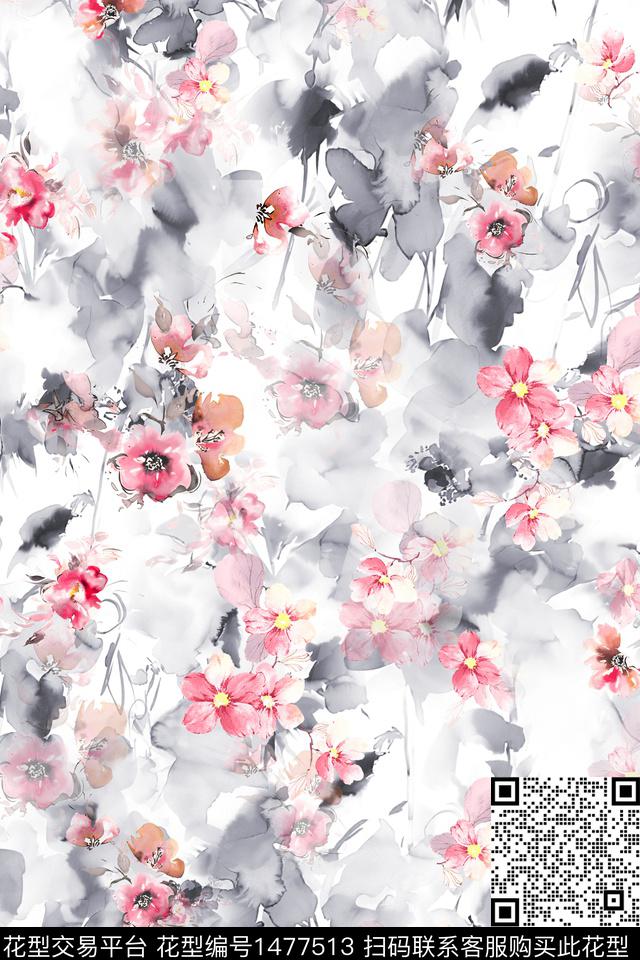 花卉小清新真丝数码印花华亿平台下载（图片编号: 1477513） - 瓦栏（Walan）