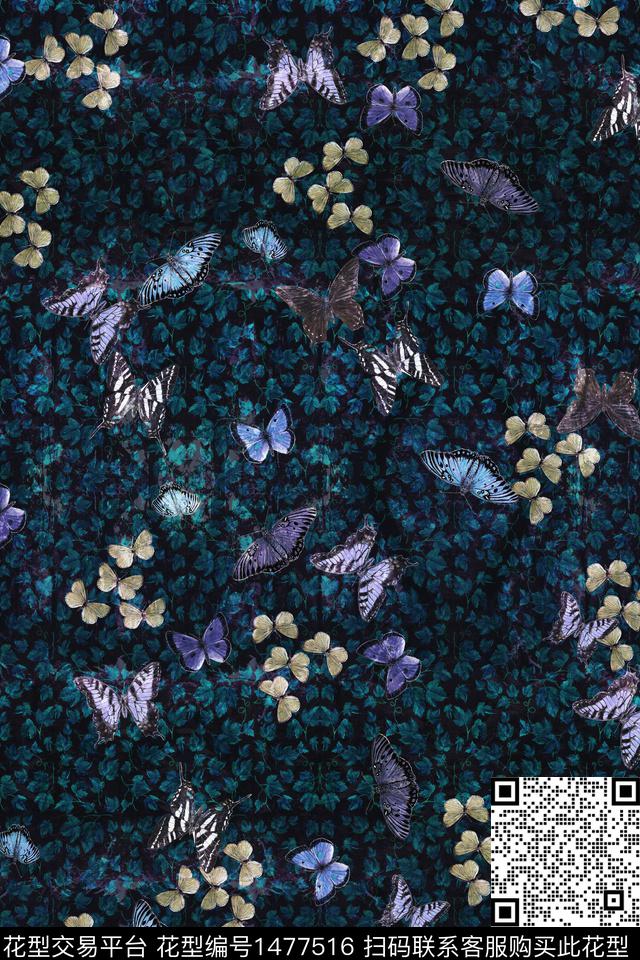 连衣裙小碎花蝴蝶数码印花华亿平台下载（图片编号: 1477516） - 瓦栏（Walan）