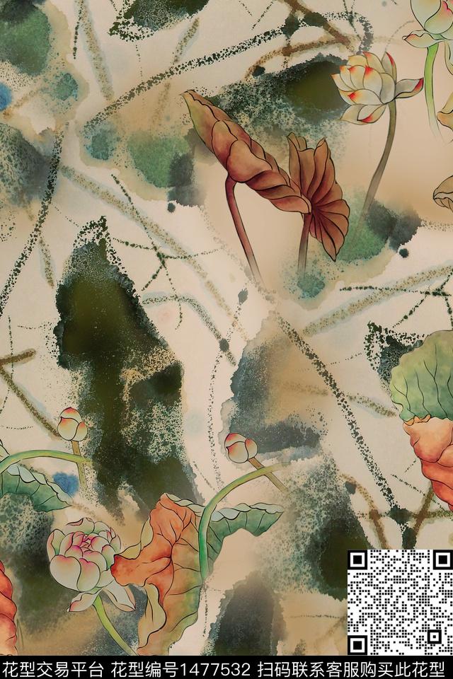 香云纱中老年审数码印花华亿平台下载（图片编号: 1477532） - 瓦栏（Walan）