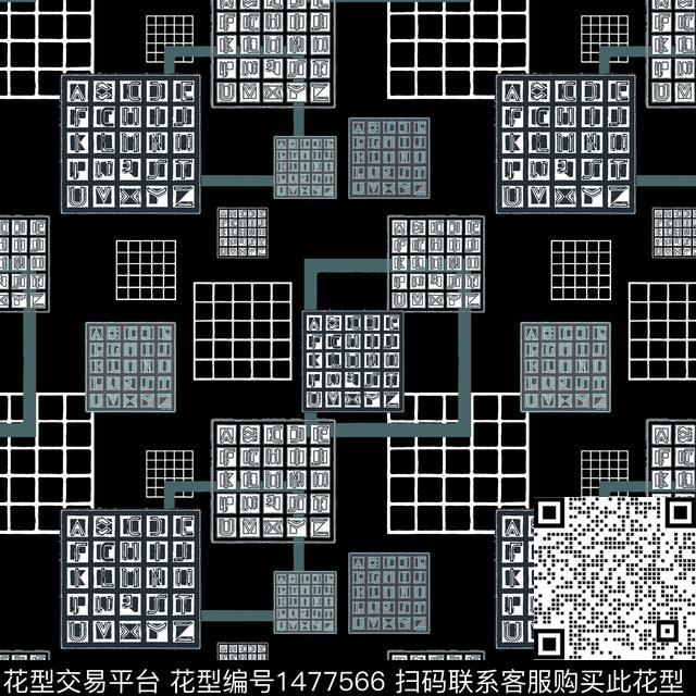 几何格子棋盘格纹传统印花华亿平台下载（图片编号: 1477566） - 瓦栏（Walan）