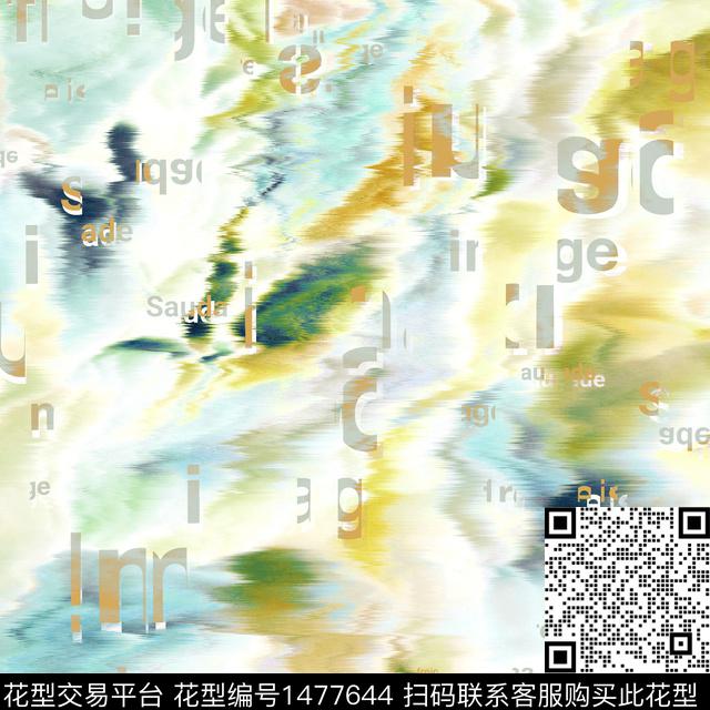 渐变字母扎染华亿平台数码印花华亿平台下载（图片编号: 1477644） - 瓦栏（Walan）