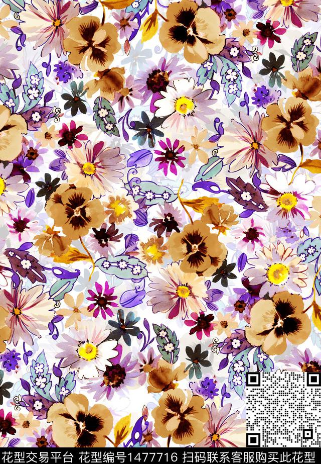 数码华亿平台花卉小碎花数码印花华亿平台下载（图片编号: 1477716） - 瓦栏（Walan）