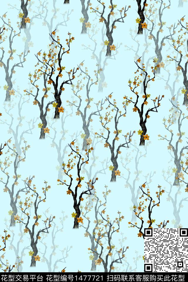 女装树枝小碎花数码印花华亿平台下载（图片编号: 1477721） - 瓦栏（Walan）