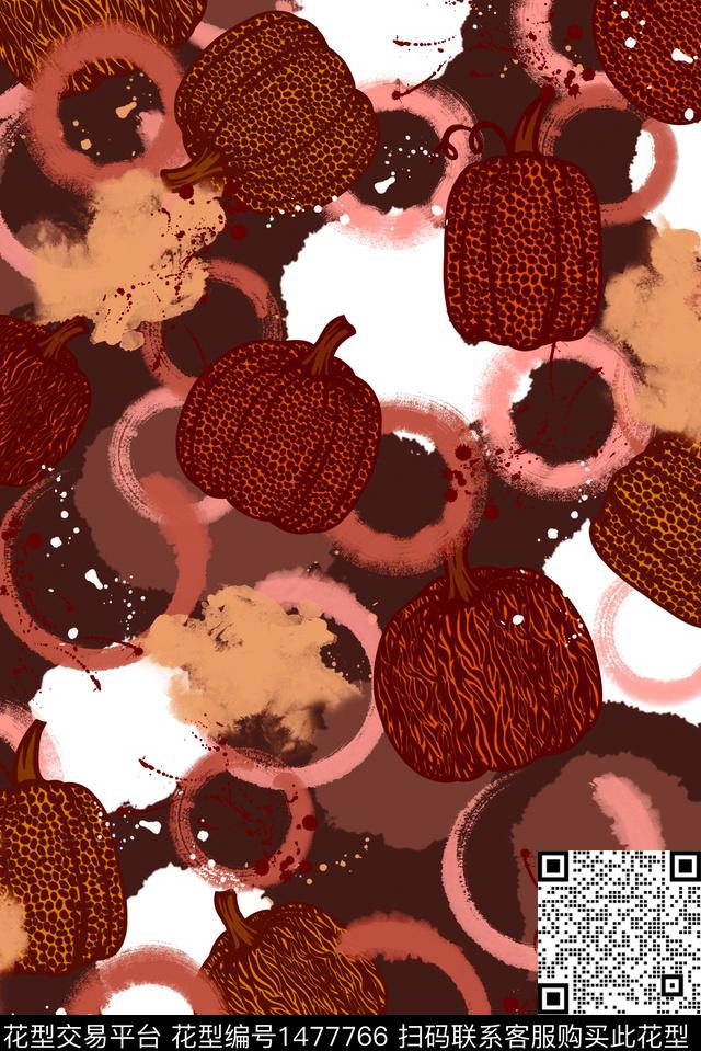 抽象趣味南瓜数码印花华亿平台下载（图片编号: 1477766） - 瓦栏（Walan）
