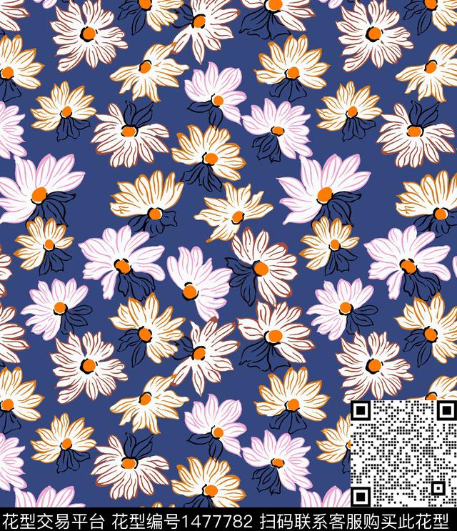 清爽底花卉花卉大牌风传统印花华亿平台下载（图片编号: 1477782） - 瓦栏（Walan）