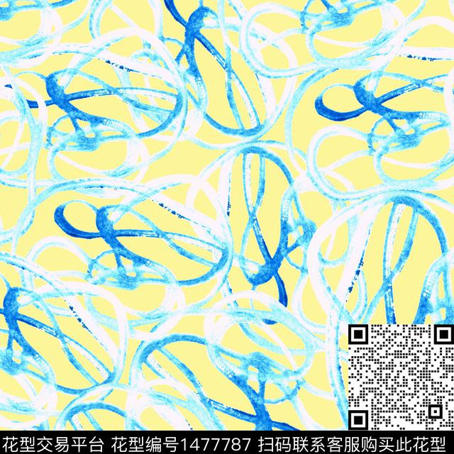 涂鸦线条趣味数码印花华亿平台下载（图片编号: 1477787） - 瓦栏（Walan）