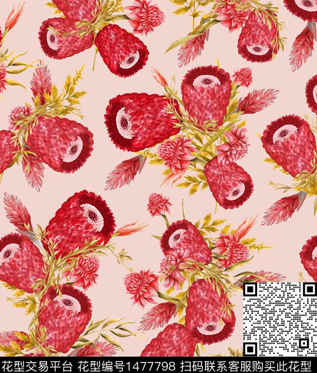 民族花卉彩底花卉花卉传统印花华亿平台下载（图片编号: 1477798） - 瓦栏（Walan）