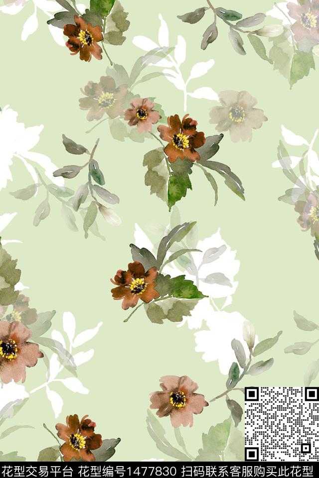 花卉小清新真丝数码印花华亿平台下载（图片编号: 1477830） - 瓦栏（Walan）