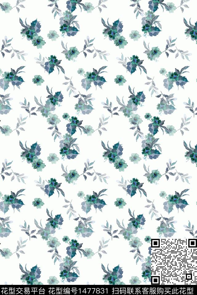花卉小清新真丝数码印花华亿平台下载（图片编号: 1477831） - 瓦栏（Walan）