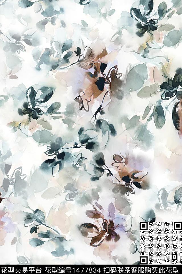 花卉小清新真丝数码印花华亿平台下载（图片编号: 1477834） - 瓦栏（Walan）