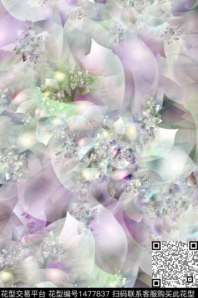 抽象小清新真丝数码印花华亿平台下载（图片编号: 1477837） - 瓦栏（Walan）