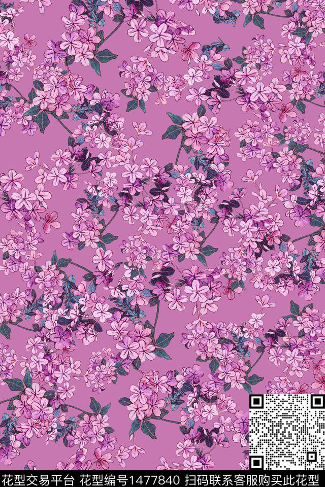 连衣裙清爽底花卉小碎花数码印花华亿平台下载（图片编号: 1477840） - 瓦栏（Walan）