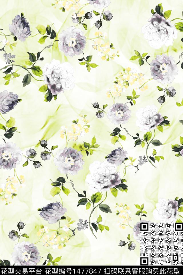 绿植树叶花卉真丝数码印花华亿平台下载（图片编号: 1477847） - 瓦栏（Walan）