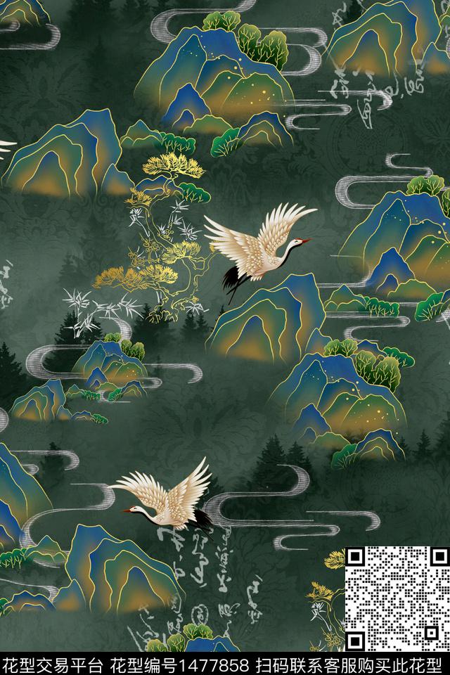 香云纱中国风真丝数码印花华亿平台下载（图片编号: 1477858） - 瓦栏（Walan）