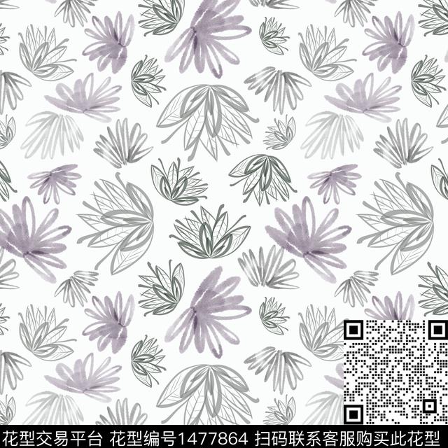 花卉手绘小碎花数码印花华亿平台下载（图片编号: 1477864） - 瓦栏（Walan）