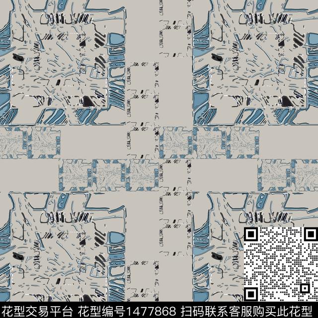 几何格子抽象男装传统印花华亿平台下载（图片编号: 1477868） - 瓦栏（Walan）