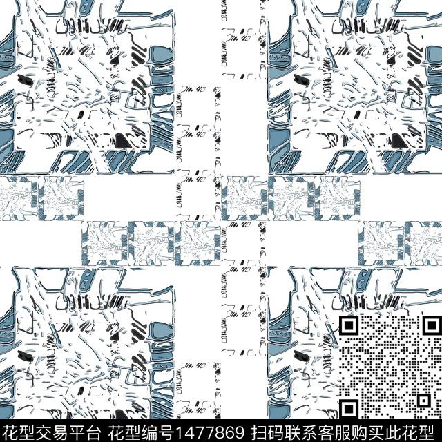 几何格子抽象男装传统印花华亿平台下载（图片编号: 1477869） - 瓦栏（Walan）