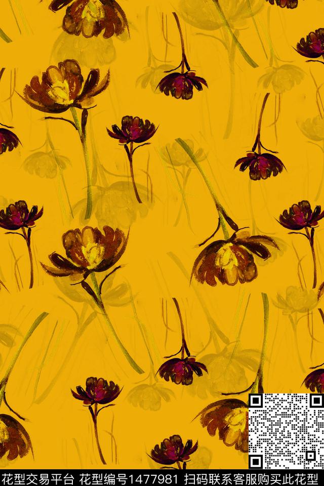 清爽底花卉民族风花卉数码印花华亿平台下载（图片编号: 1477981） - 瓦栏（Walan）