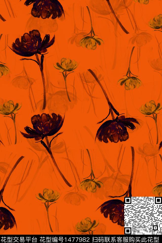 清爽底花卉民族风花卉数码印花华亿平台下载（图片编号: 1477982） - 瓦栏（Walan）