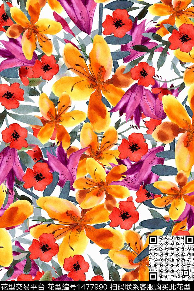 春夏华亿平台小清新小碎花数码印花华亿平台下载（图片编号: 1477990） - 瓦栏（Walan）