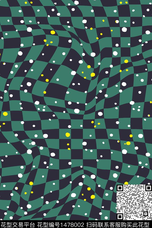 波点棋盘格几何传统印花华亿平台下载（图片编号: 1478002） - 瓦栏（Walan）