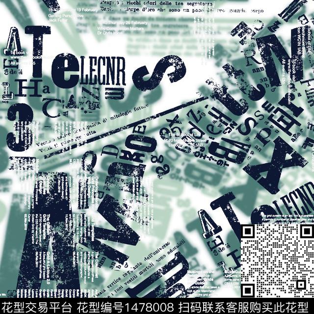 字母油画华亿平台笔触数码印花华亿平台下载（图片编号: 1478008） - 瓦栏（Walan）