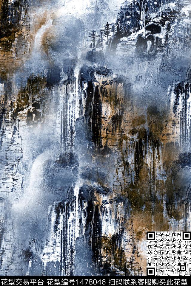 肌理绿植树叶水彩数码印花华亿平台下载（图片编号: 1478046） - 瓦栏（Walan）