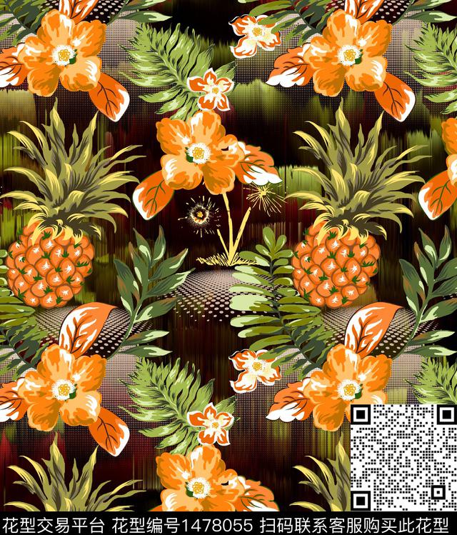 花卉手绘花卉热带华亿平台传统印花华亿平台下载（图片编号: 1478055） - 瓦栏（Walan）