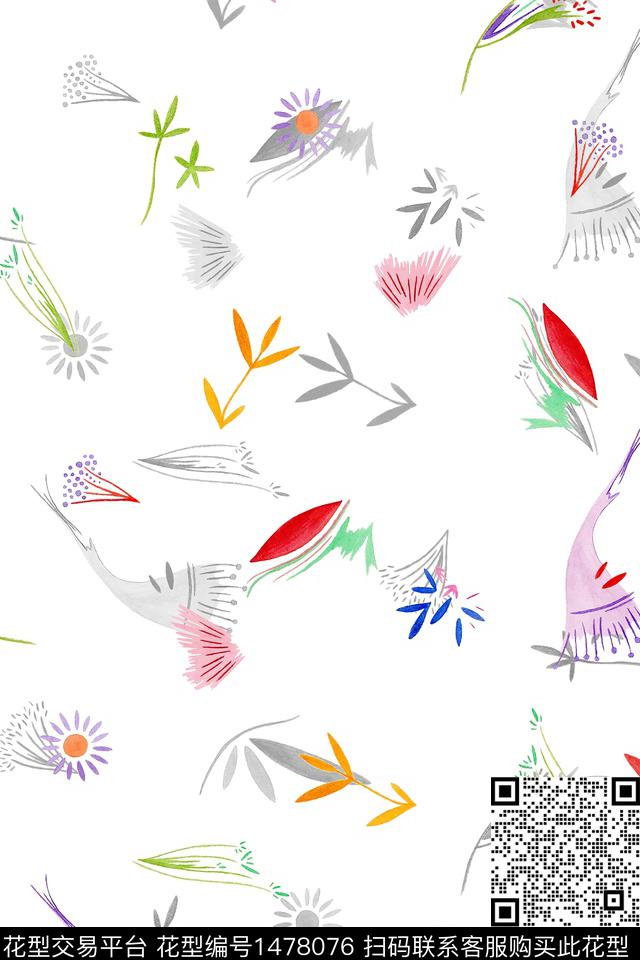 绿植树叶清爽底花卉花卉数码印花华亿平台下载（图片编号: 1478076） - 瓦栏（Walan）