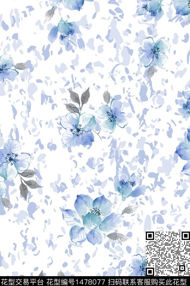 花卉真丝水彩数码印花华亿平台下载（图片编号: 1478077） - 瓦栏（Walan）