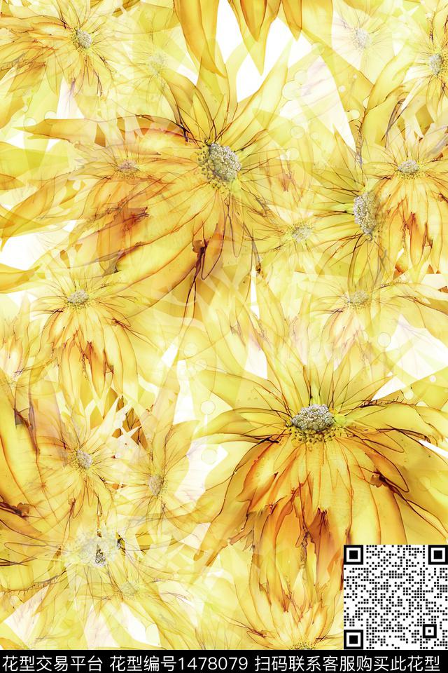 肌理花卉真丝数码印花华亿平台下载（图片编号: 1478079） - 瓦栏（Walan）