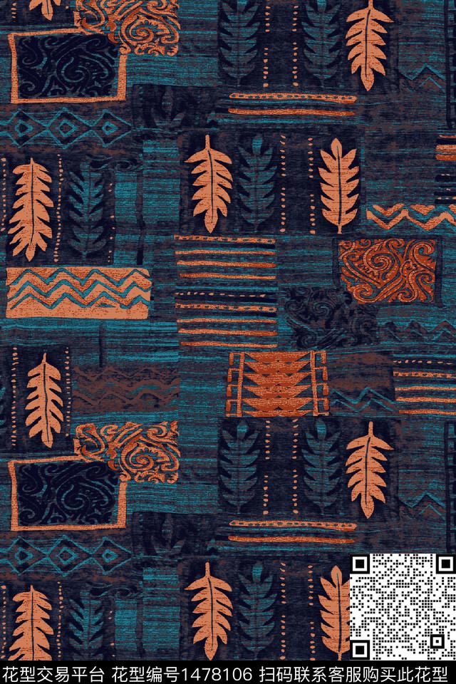 民族风中老年混合拼接数码印花华亿平台下载（图片编号: 1478106） - 瓦栏（Walan）