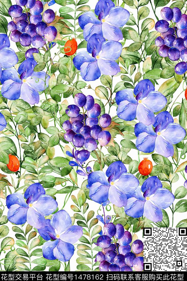 绿植树叶水果春夏华亿平台数码印花华亿平台下载（图片编号: 1478162） - 瓦栏（Walan）