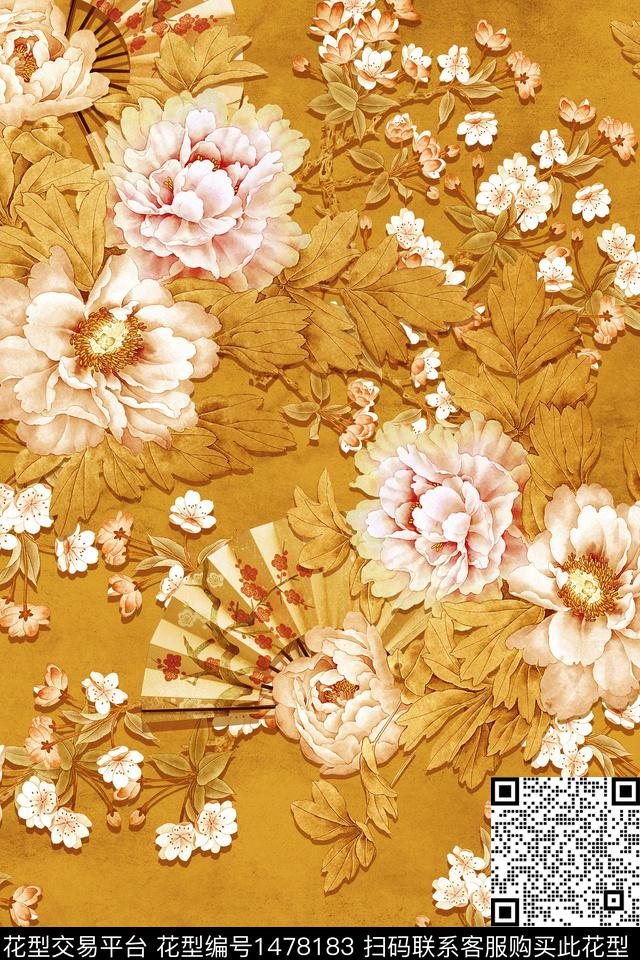 女装花卉香云纱数码印花华亿平台下载（图片编号: 1478183） - 瓦栏（Walan）