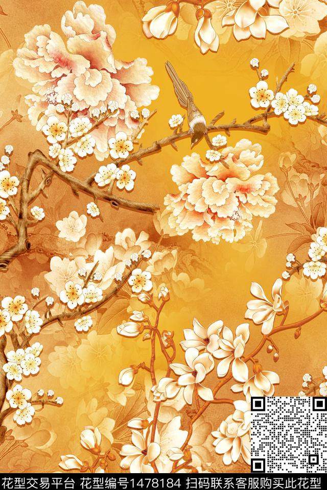 女装花卉香云纱数码印花华亿平台下载（图片编号: 1478184） - 瓦栏（Walan）