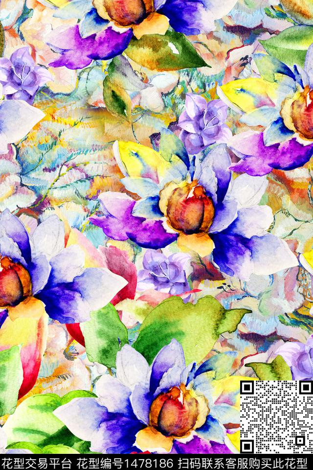 绿植树叶春夏华亿平台小清新数码印花华亿平台下载（图片编号: 1478186） - 瓦栏（Walan）