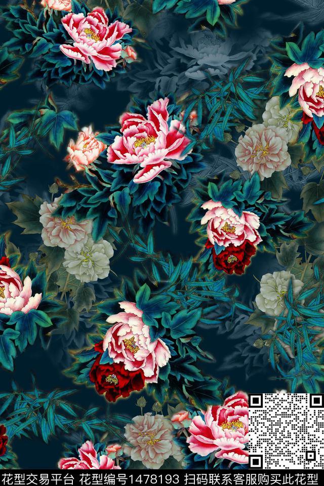 女装花卉香云纱数码印花华亿平台下载（图片编号: 1478193） - 瓦栏（Walan）