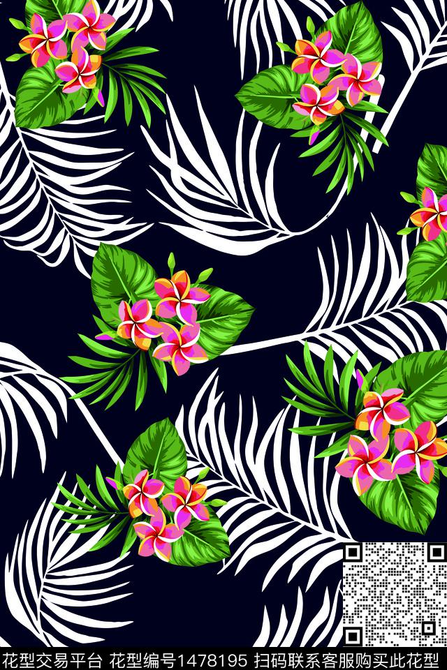 绿植树叶花卉棕榈树数码印花华亿平台下载（图片编号: 1478195） - 瓦栏（Walan）