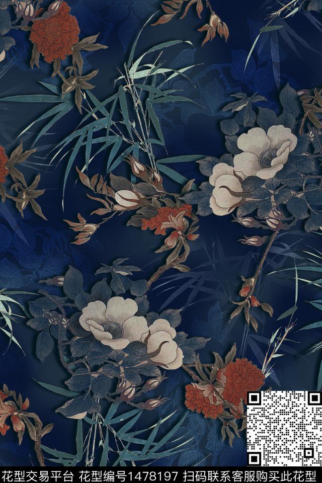 女装花卉香云纱数码印花华亿平台下载（图片编号: 1478197） - 瓦栏（Walan）