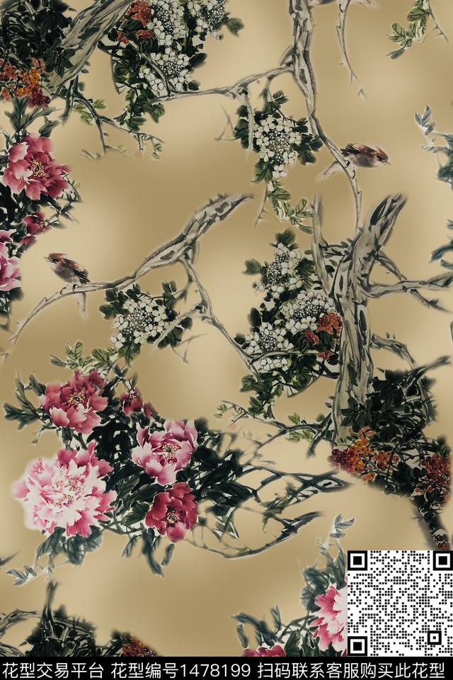 女装花卉香云纱数码印花华亿平台下载（图片编号: 1478199） - 瓦栏（Walan）