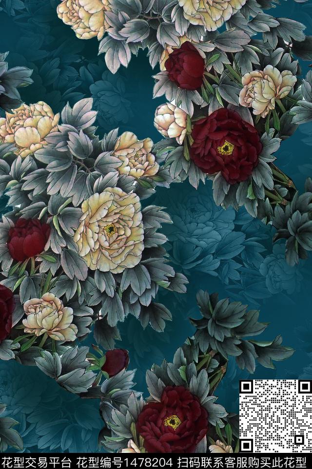 女装花卉香云纱数码印花华亿平台下载（图片编号: 1478204） - 瓦栏（Walan）