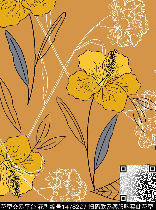 绿植树叶数码华亿平台花卉数码印花华亿平台下载（图片编号: 1478227） - 瓦栏（Walan）