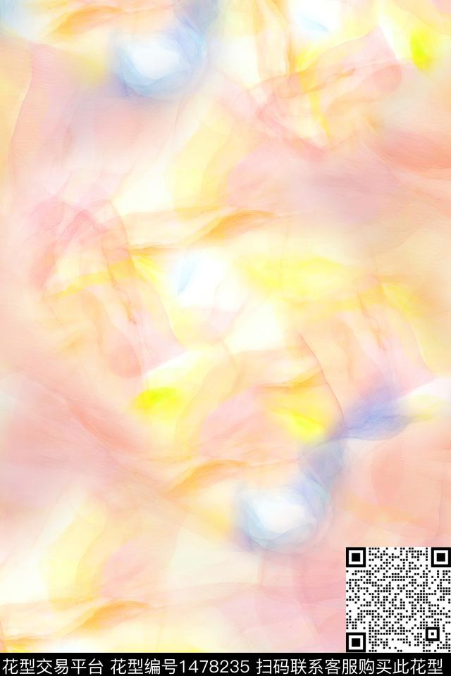 肌理水彩雪纺数码印花华亿平台下载（图片编号: 1478235） - 瓦栏（Walan）