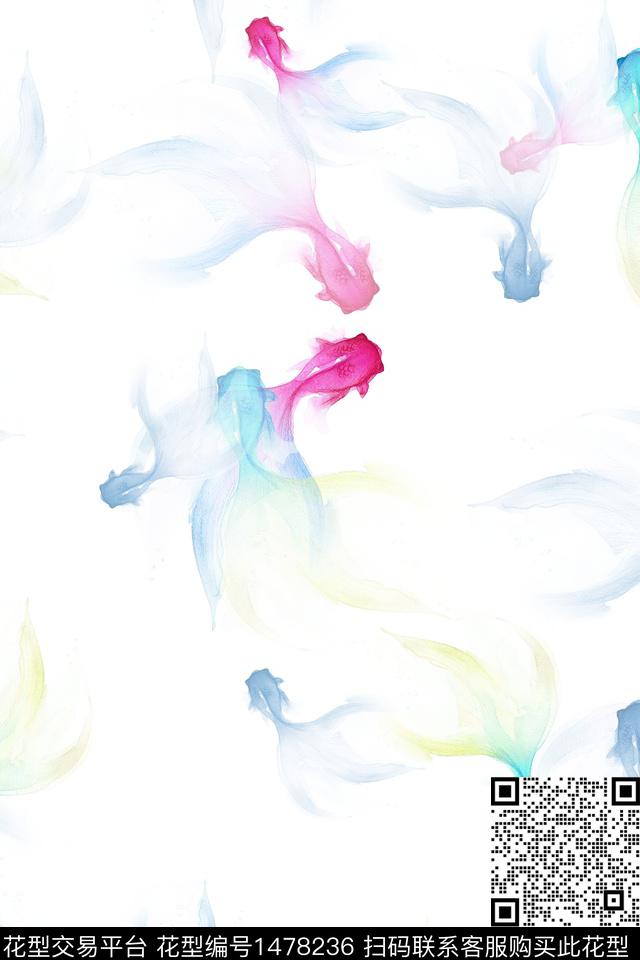 肌理水彩雪纺数码印花华亿平台下载（图片编号: 1478236） - 瓦栏（Walan）