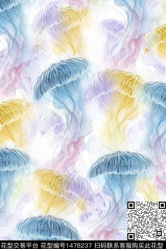 肌理水彩雪纺数码印花华亿平台下载（图片编号: 1478237） - 瓦栏（Walan）