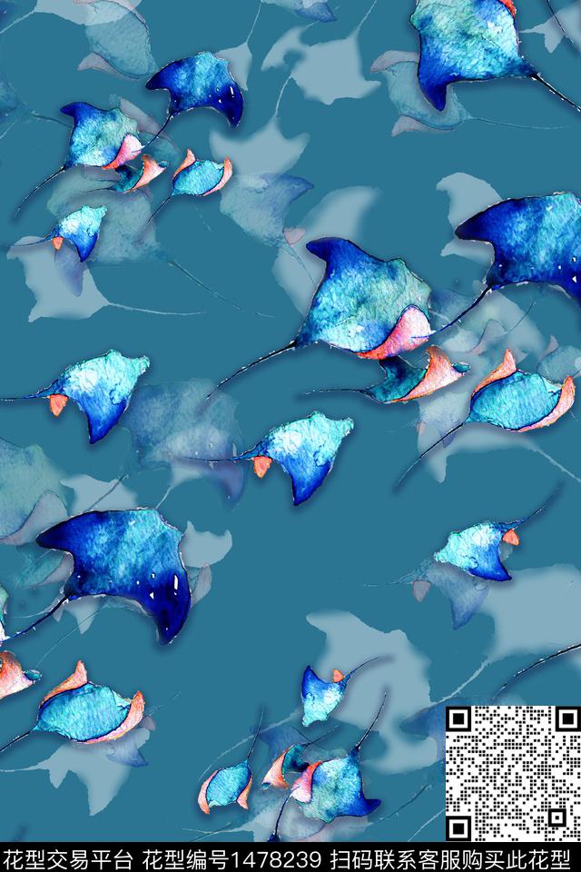 肌理水彩雪纺数码印花华亿平台下载（图片编号: 1478239） - 瓦栏（Walan）