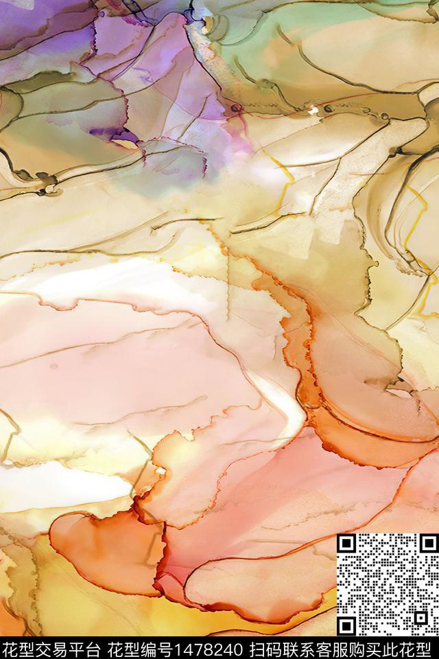 肌理水彩雪纺数码印花华亿平台下载（图片编号: 1478240） - 瓦栏（Walan）